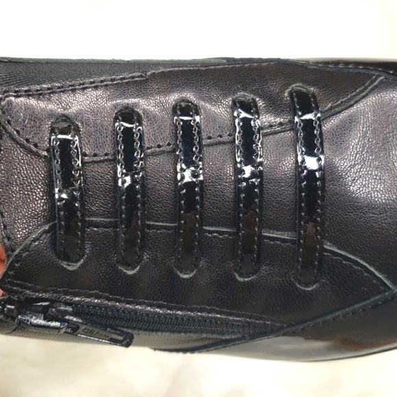 Sesto Meucci Black Leather Patent Side Zip Beckie Lace Up Loafers 6.5 - Picture 5 of 14